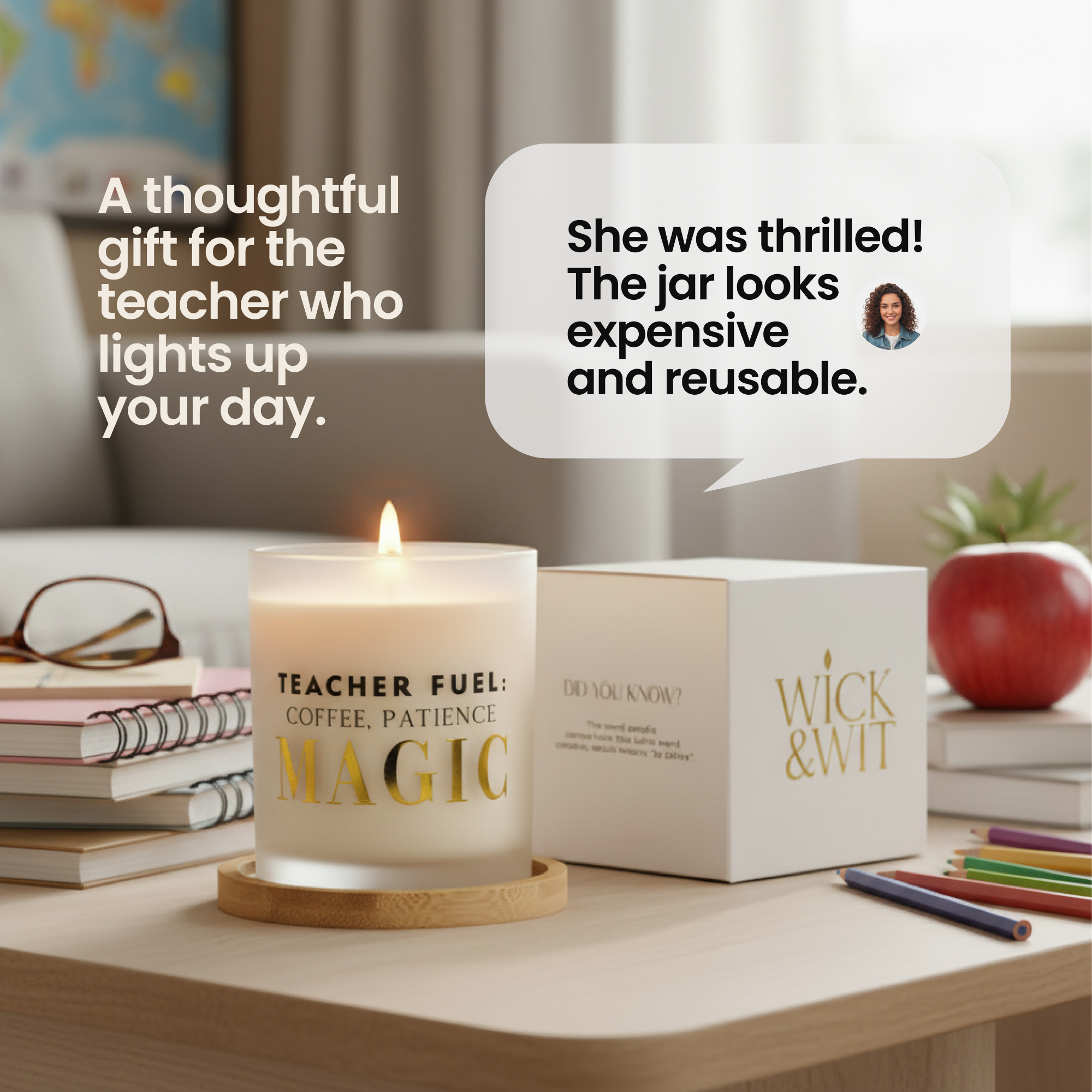 Teacher Fuel: Coffee, Patience, Magic Gift Set | Teacher Appreciation Candle